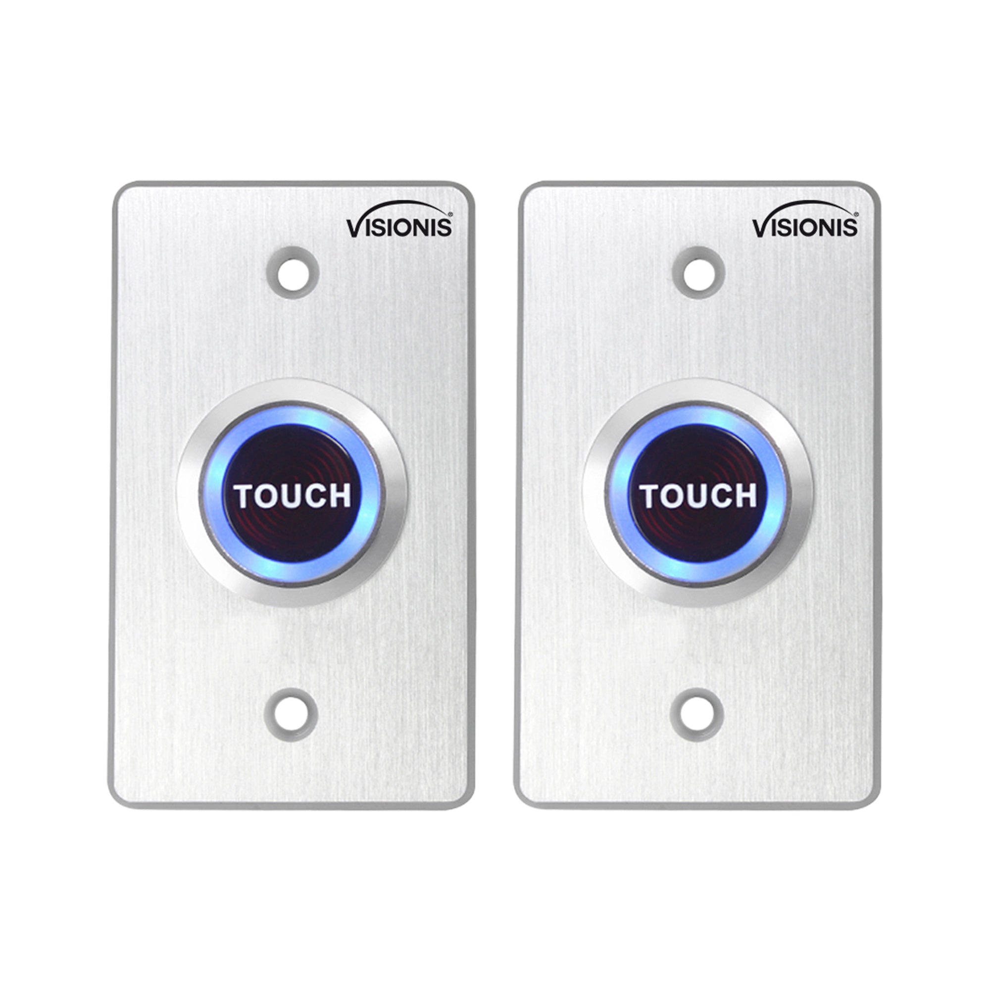 Visionis 2 Pack FPC-7516 VIS-7005 Indoor Ultra Thin Push + Touch To Exit Button For Door Access Control With LED Light NC COM And NO Outputs