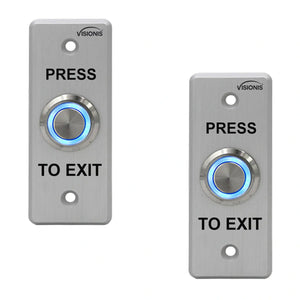 Pack of 2 Push to exit buttons. Weatherproof and stainess steel