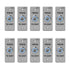 Pack of 10 push to exit buttons. Weatherproof and stainess steel