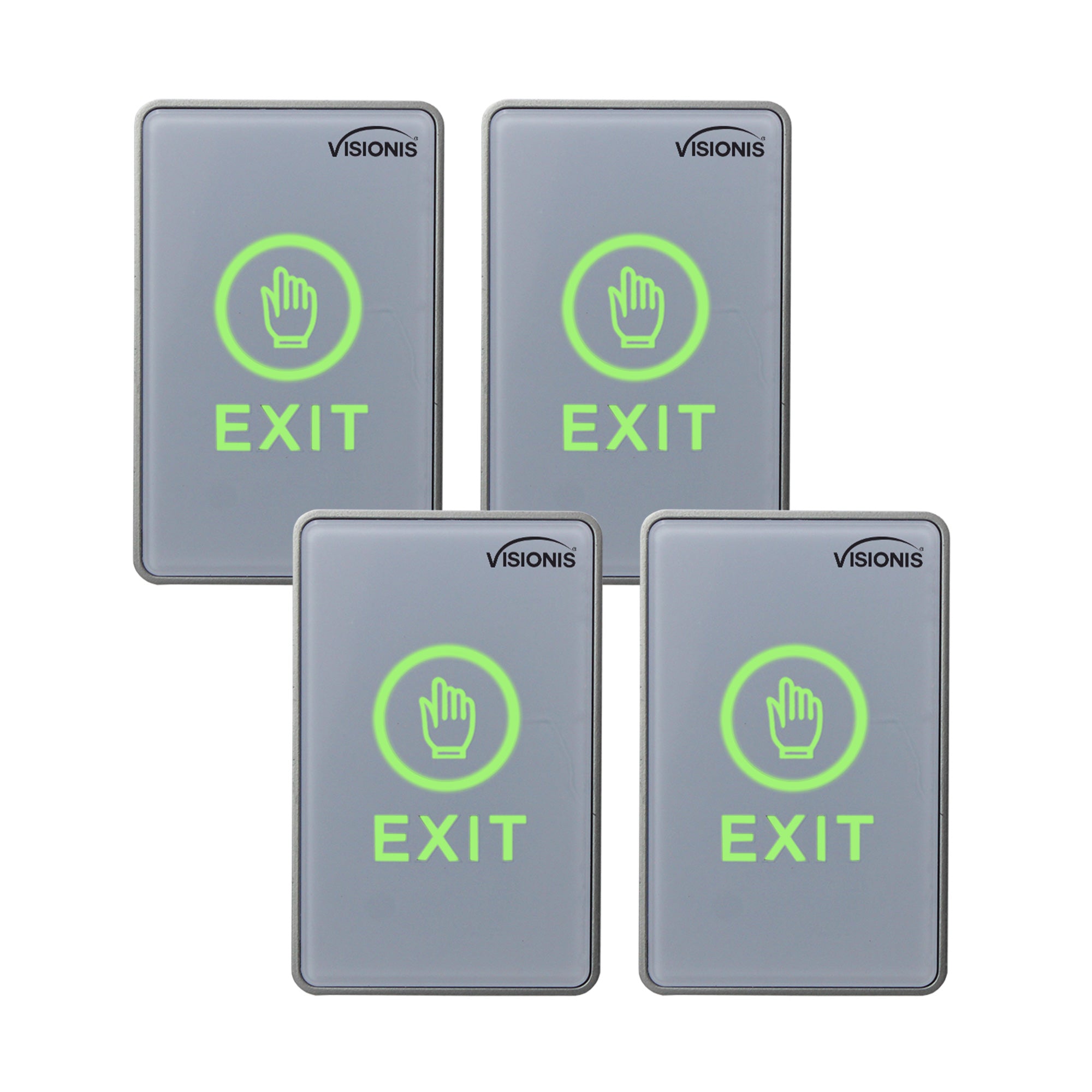 Visionis 4 Pack FPC-7552 VIS-7026 Indoor Touch Sensitive Type Standard Size Push To Exit Button For Door Access Control With LED NC COM And NO Outputs