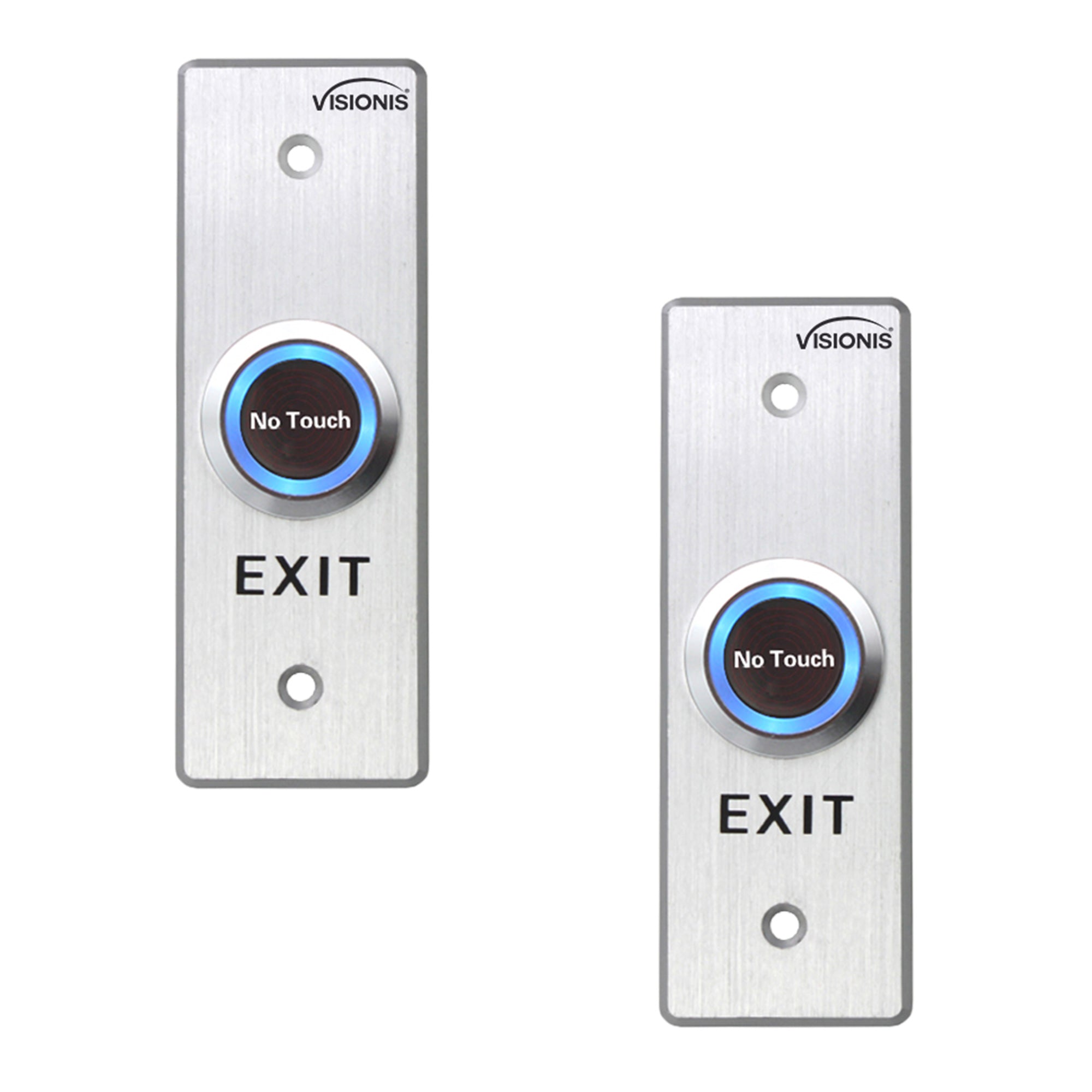 2 Pack No Touch Infrared Request To Exit Button VIS-7028. Indoor Stainless Steel With Timer Delay and LED Light. Slim Size. NC, COM And NO Outputs - FPC-7561 Visionis