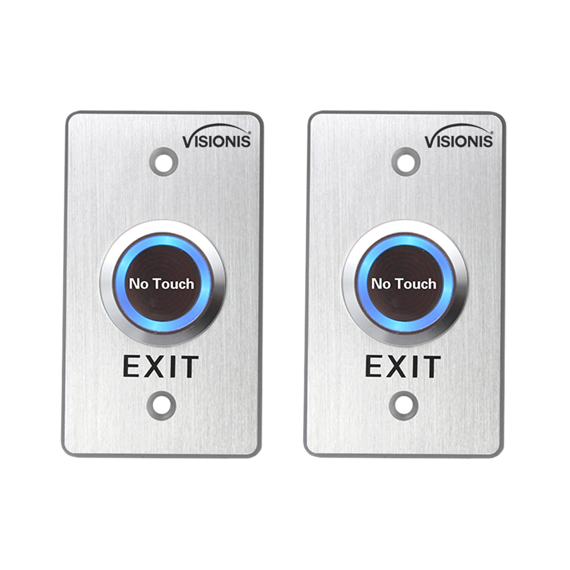 Visionis 2 Pack FPC-7566 VIS-7029 Indoor Stainless Steel No Touch Infrared Request To Exit Button With Time Delay Mid Size NO, COM And NC Outputs