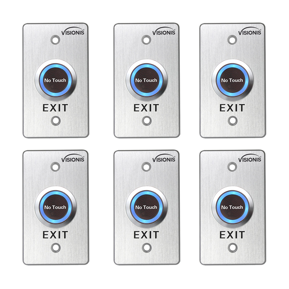 6 Pack No Touch Exit Button with Timer Delay VIS-7029. Mid Size. Indoor ...