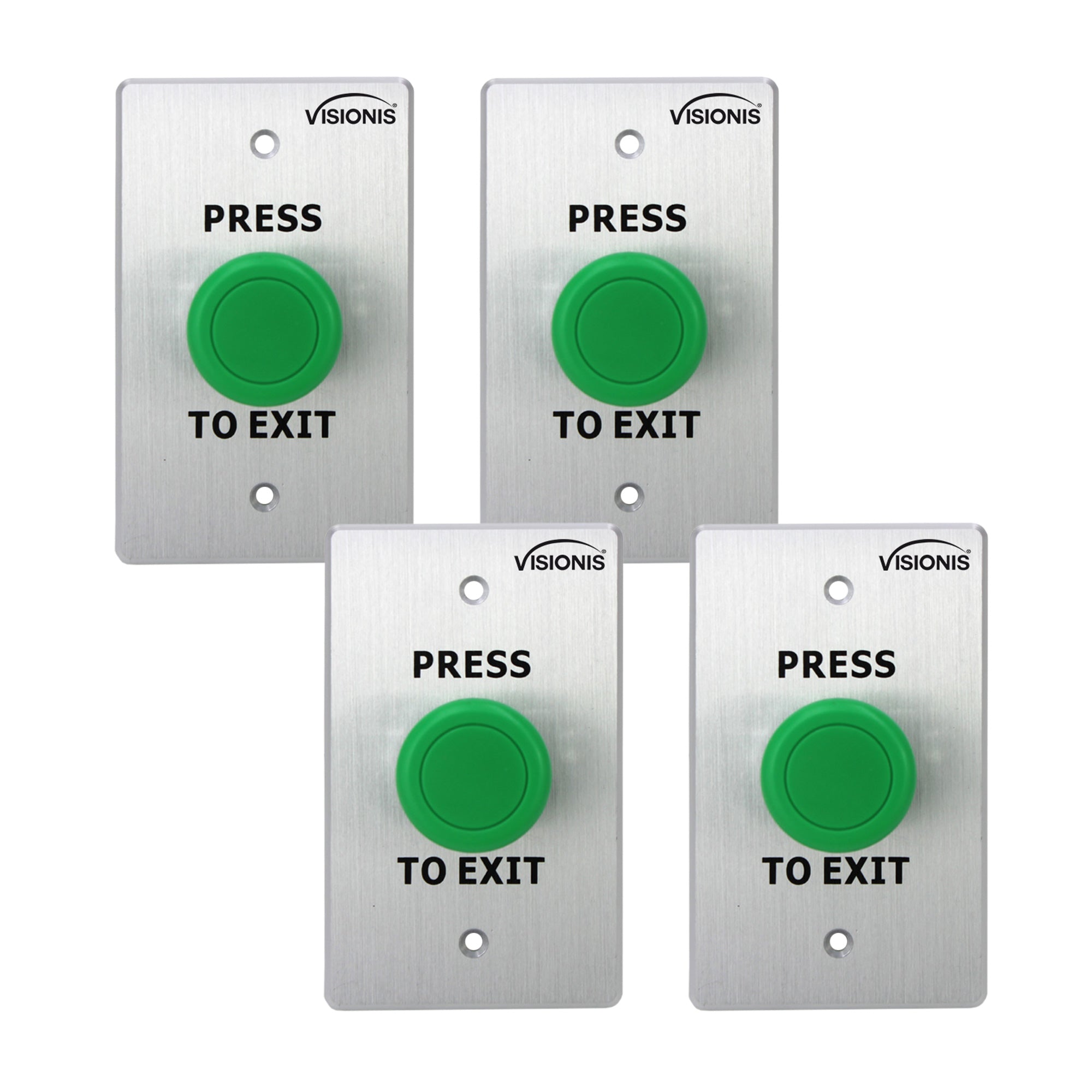 Visionis 4 Pack FPC-7577 VIS-7032 Indoor Big Green Request To Push To Exit Button For Door Access Control With NC COM And NO Outputs