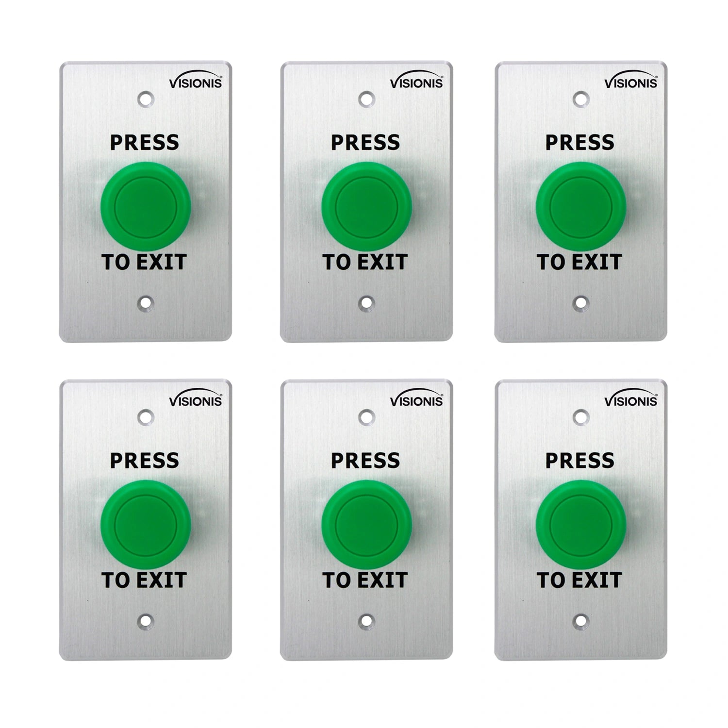 Pack of 6 green request to exit button for door access control VIS-7032 Visionis