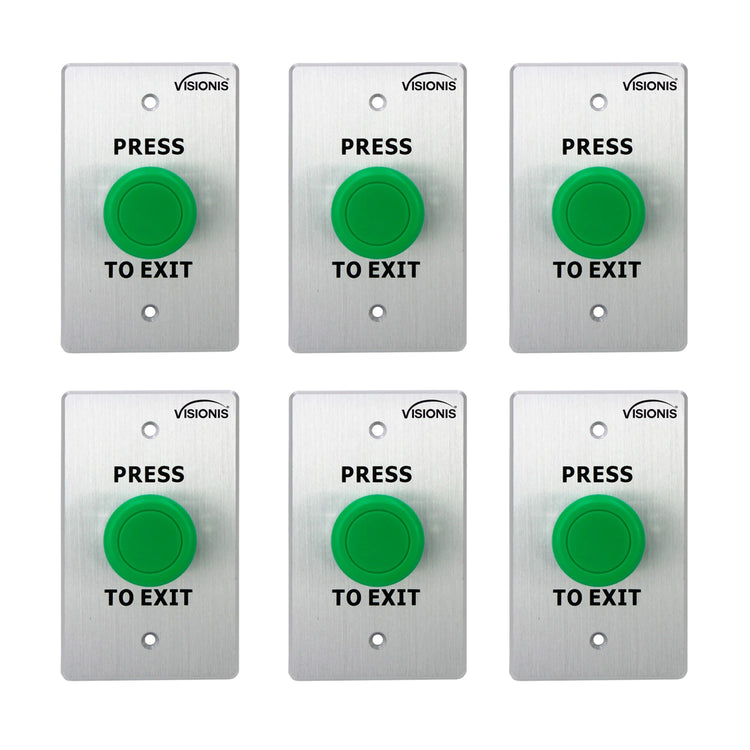 Pack of 6 green request to exit button for door access control VIS-7032 Visionis