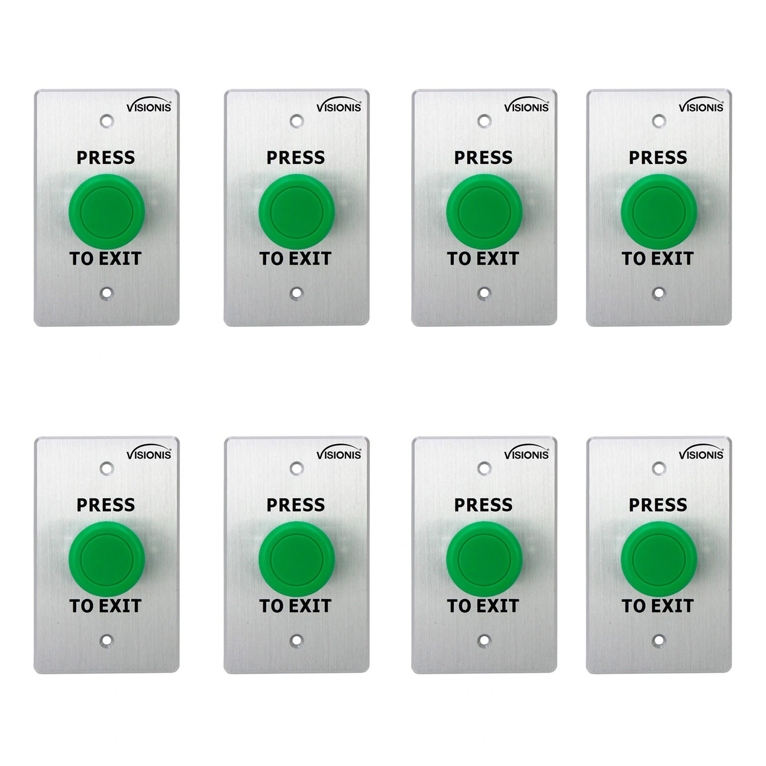 Pack of 8 green push to exit button for door access control VIS-7032 Visionis