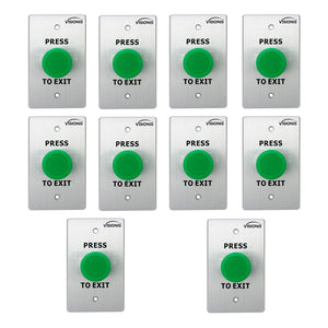Pack of 10 green request to exit button for door access control VIS-7032 Visionis