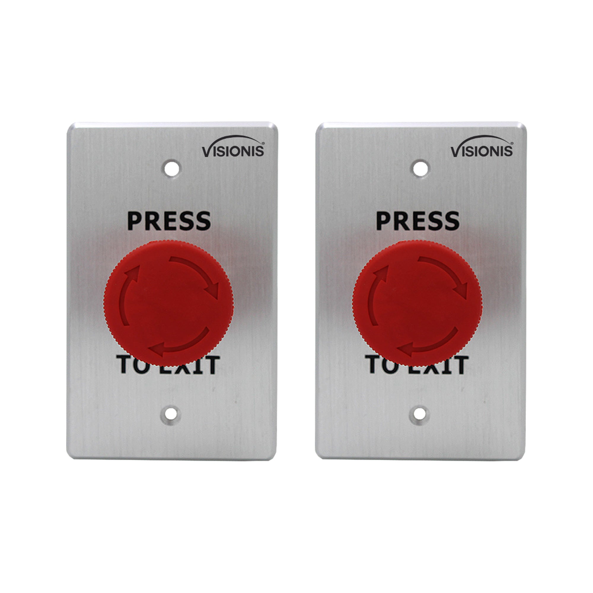 Visionis 2 Pack FPC-7581 VIS-7033 Indoor Big Red Request To Push To Exit Button For Door Access Control With NC COM And NO Outputs