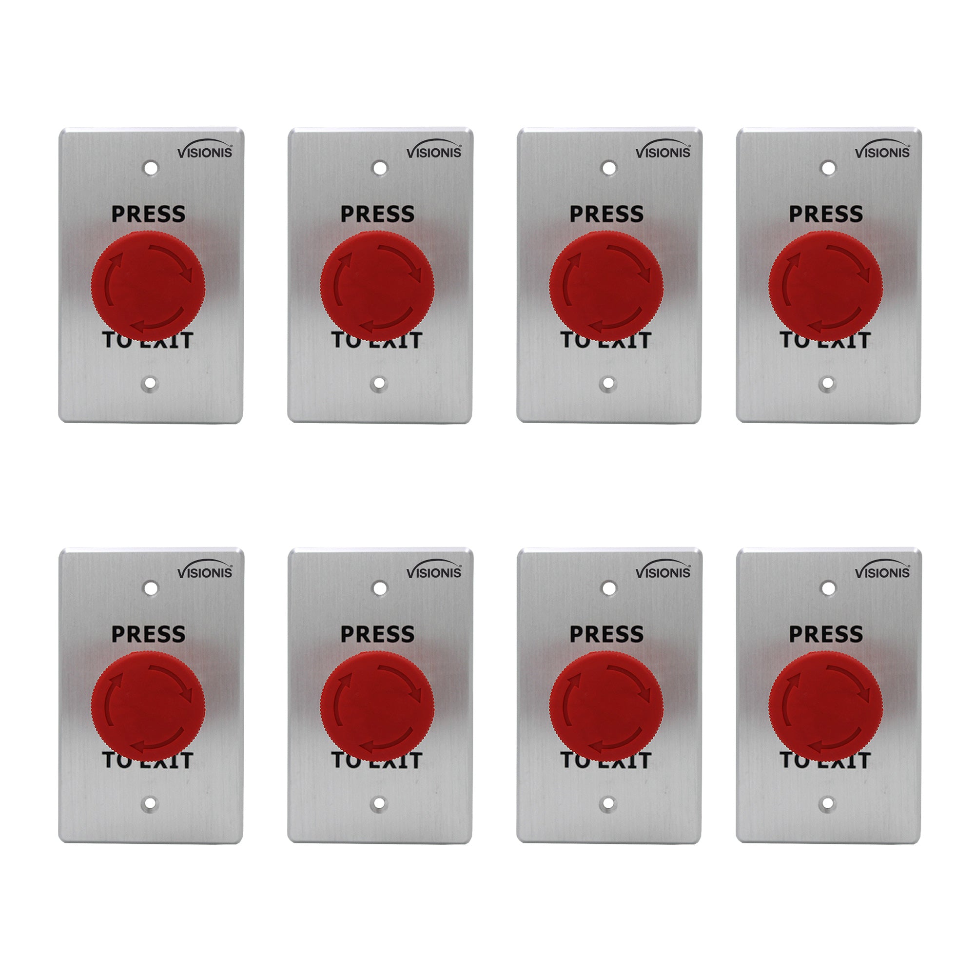 Visionis 8 Pack FPC-7584 VIS-7033 Indoor Big Red Request To Push To Exit Button For Door Access Control With NC COM And NO Outputs