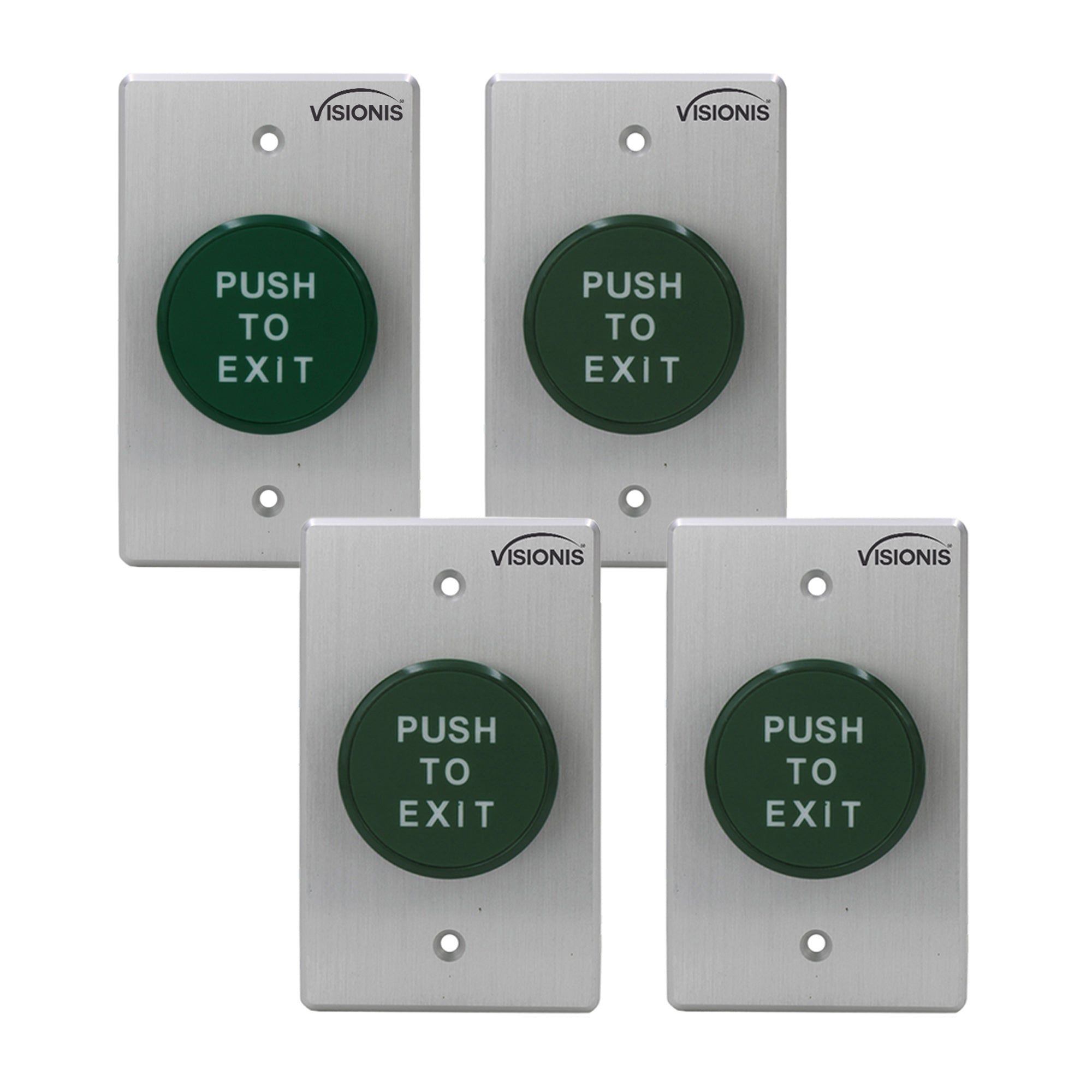 Visionis 4 Pack FPC-7587 VIS-7034 Indoor Big Round Green Request to Push to Exit Button for Door Access Control with NC COM and NO Outputs