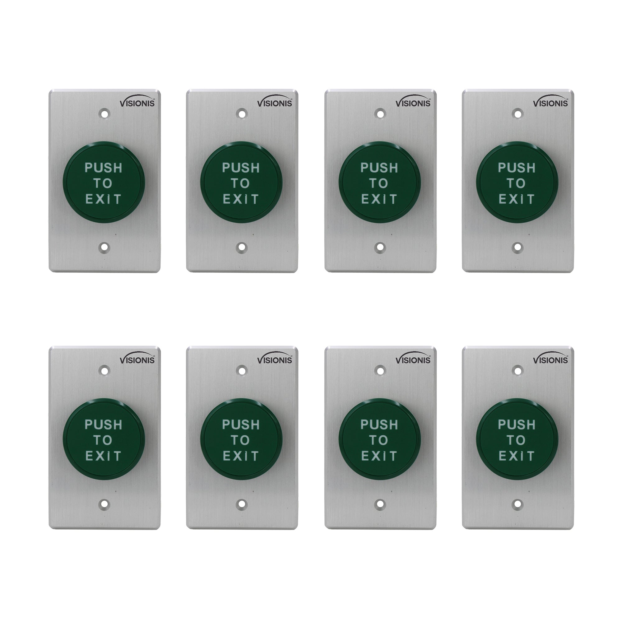 Visionis 8 Pack FPC-7589 VIS-7034 Indoor Big Round Green Request to Push to Exit Button for Door Access Control with NC COM and NO Outputs