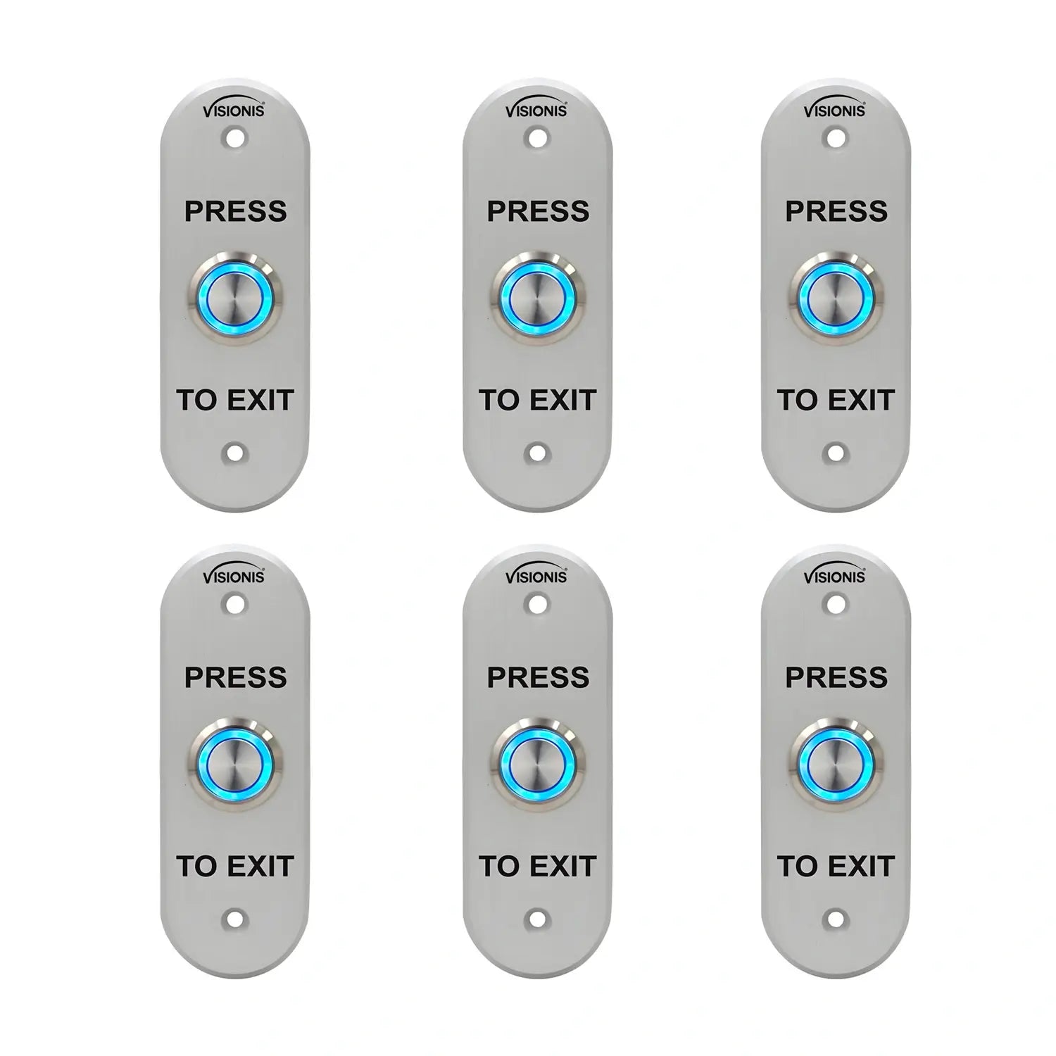 Pack of 6 push to exit button with LED Light