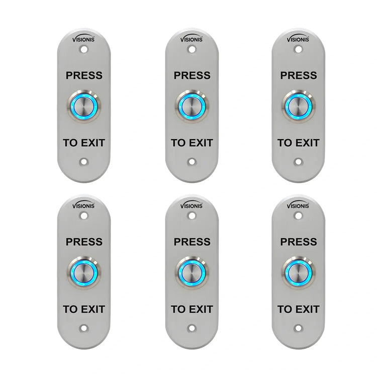 Pack of 6 push to exit button with LED Light