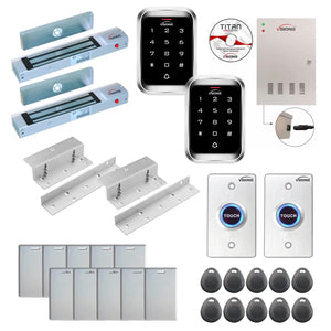 Access control systems for business with 300 lbs Magnetic Door Locks, Software, push to exit button and controller - FPC-7920