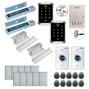 Access control systems for business with 600 lbs Magnetic Door Locks, Software, push to exit button and controller - FPC-7921