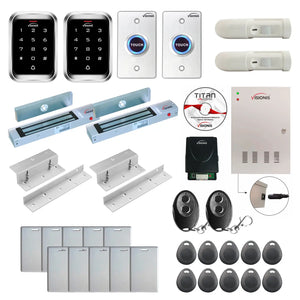 Office access control system with 300 lbs Magnetic Door Locks, Software, push to exit button and controller - FPC-7932