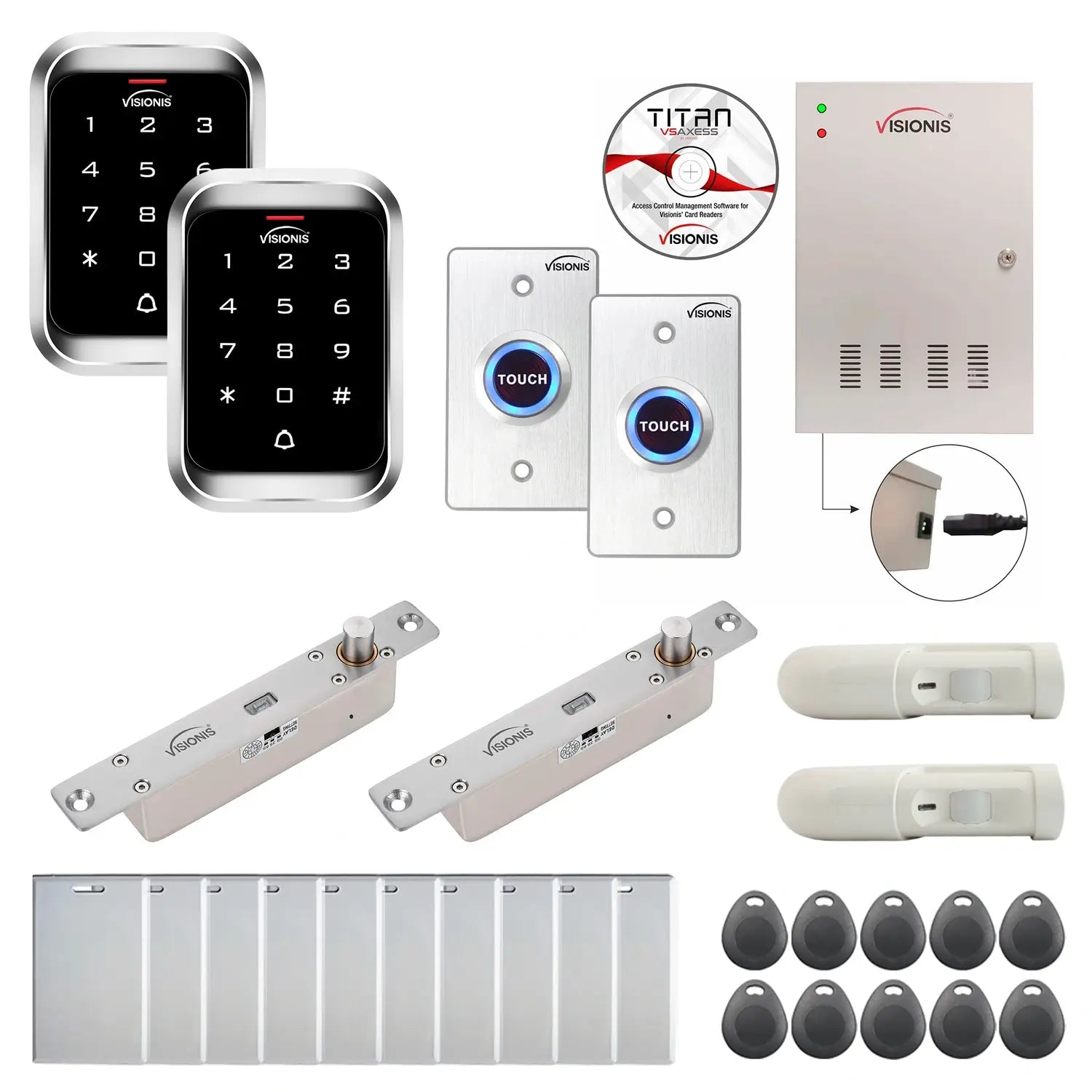 Office access control system with Electric Bolt Lock, Software, push to exit button and controller - FPC-7937