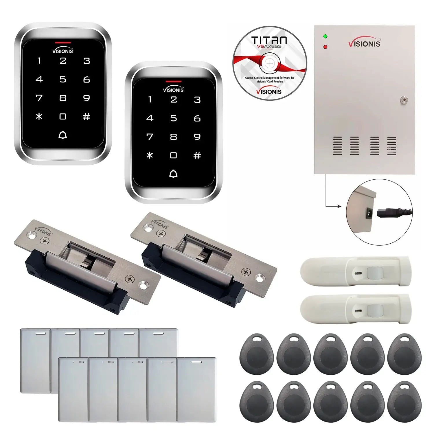 Office access control system with Electric Door Strikes, Software, card reader, controller - FPC-7938