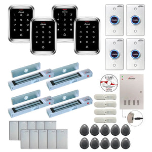 Office access control system with 300 lbs Magnetic Door Locks, Software, push to exit button and controller - FPC-7947