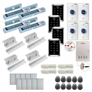 Office access control system with 300 lbs Magnetic Door Locks, Software, push to exit button and controller - FPC-7950