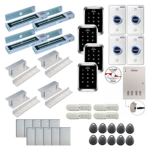 Office access control system with 600 lbs Magnetic Door Locks, Software, push to exit button and controller - FPC-7951