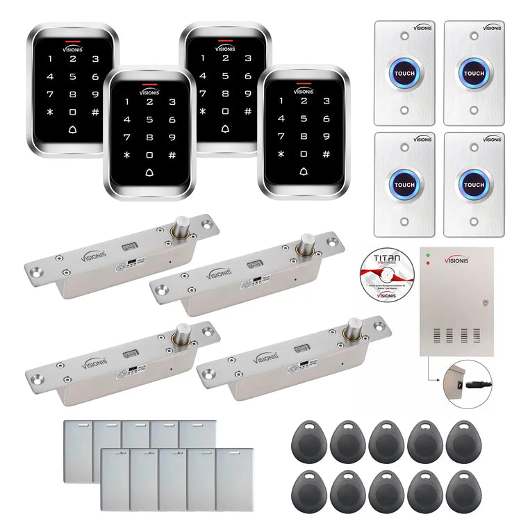 Badge access control system with Electric Bolt Lock, Software, push to exit button and controller - FPC-7953