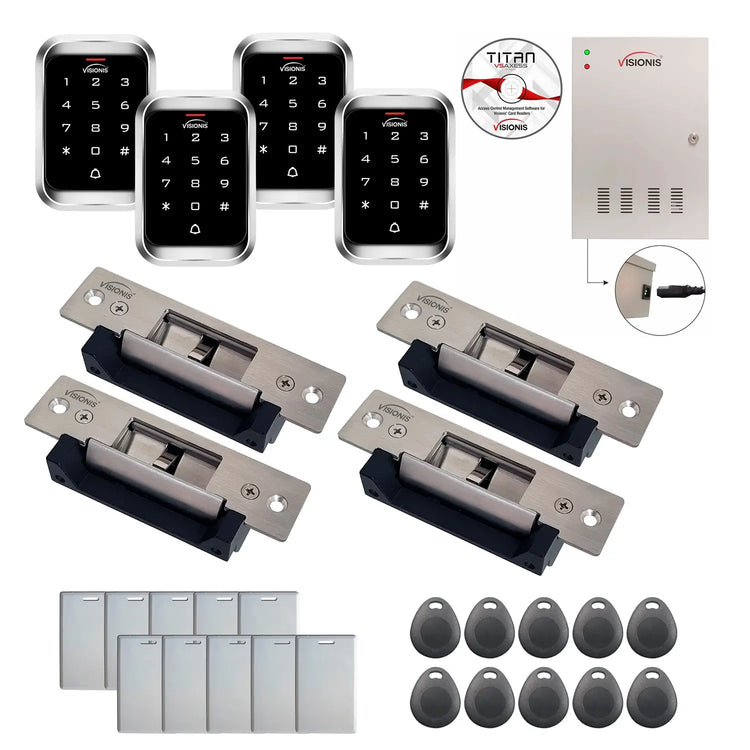 Badge access control system with Electric Door Strikes, Software and controller - FPC-7954