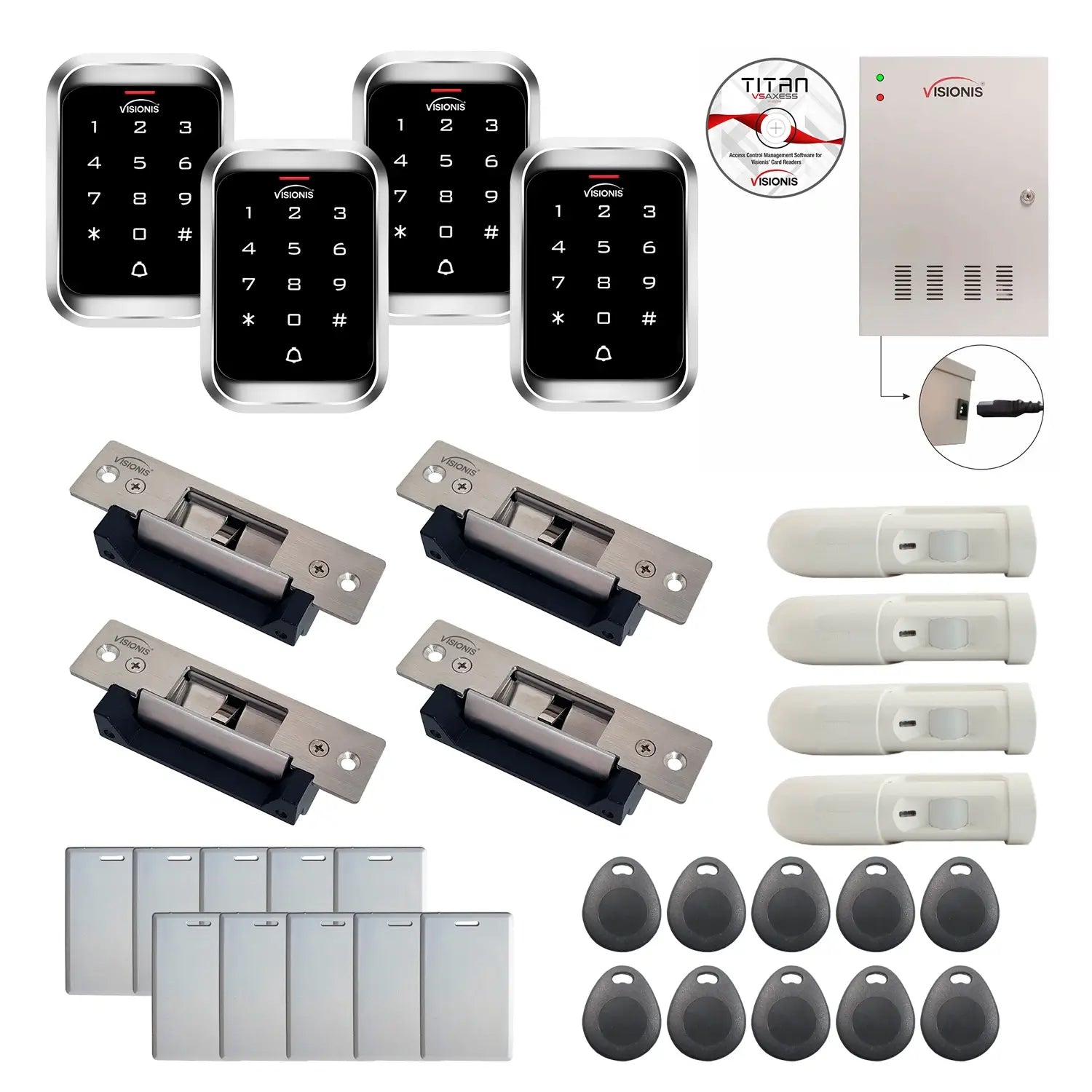 Badge access control system with Electric Door Strikes, Software and controller - FPC-7956