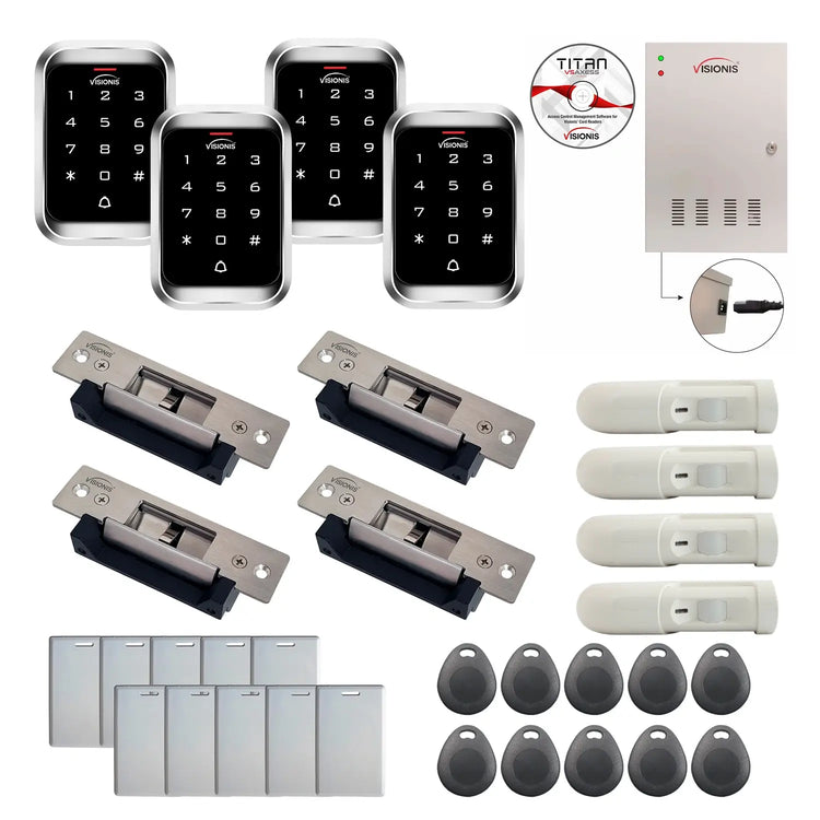 Badge access control system with Electric Door Strikes, Software and controller - FPC-7956
