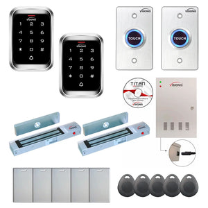 Badge access control system with 300 lbs Maglocks, Software, push to exit button and controller - FPC-7957