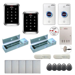 Badge access control system with 1200 lbs Maglocks, Software, push to exit button and controller - FPC-7965