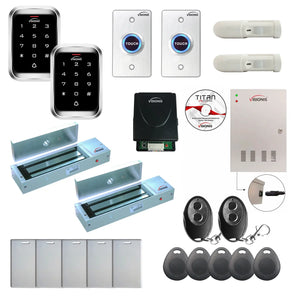 Badge access control system with 1200 lbs Maglocks, Software, push to exit button and controller - FPC-7971