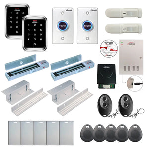 Badge access control system with 600 lbs Maglocks, Software, push to exit button and controller - FPC-7973