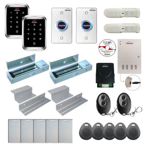Badge access control system with 1200 lbs Maglocks, Software, push to exit button and controller - FPC-7974