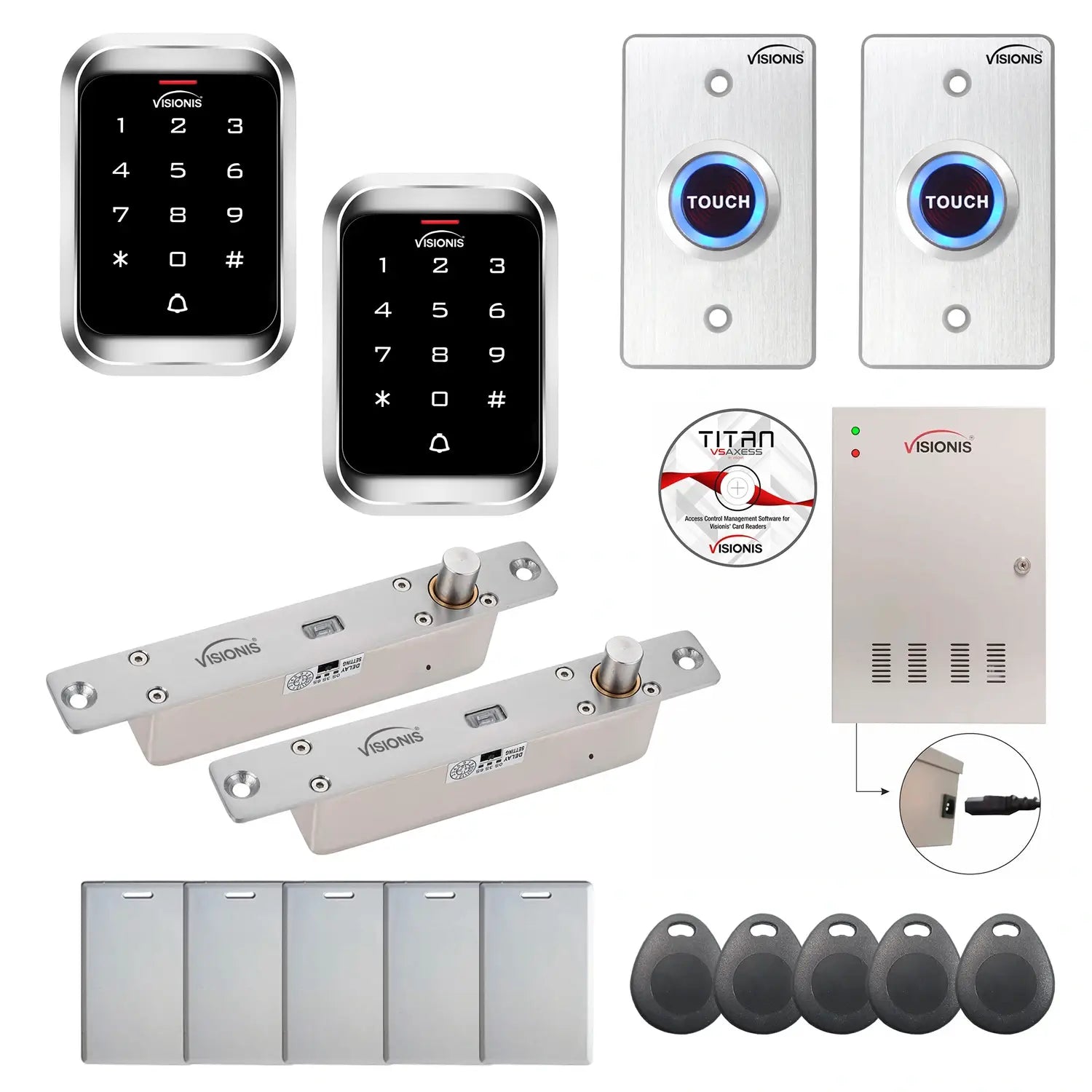 Door access control system for office with Electric Bolt Lock, Software, proximity card reader and controller - FPC-7975