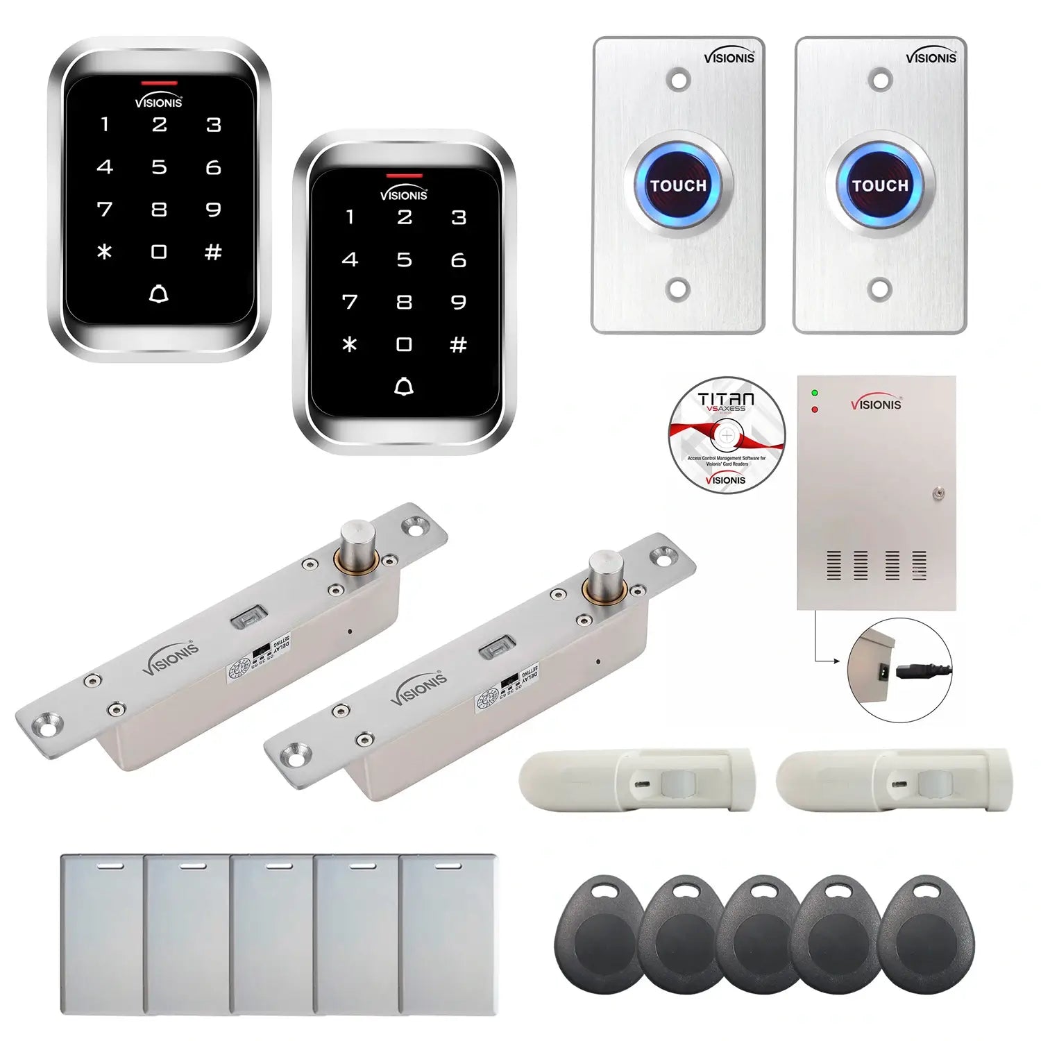 Door access control system for office with Electric Bolt Lock, Software, proximity card reader and controller - FPC-7977