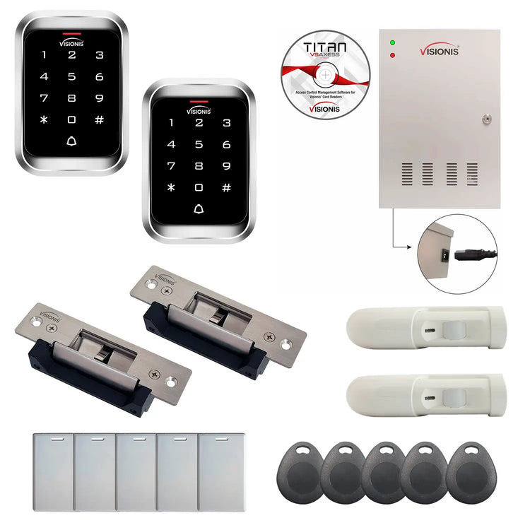 Door access control system for office with Electric Door Strikes, Software, proximity card reader and controller - FPC-7978