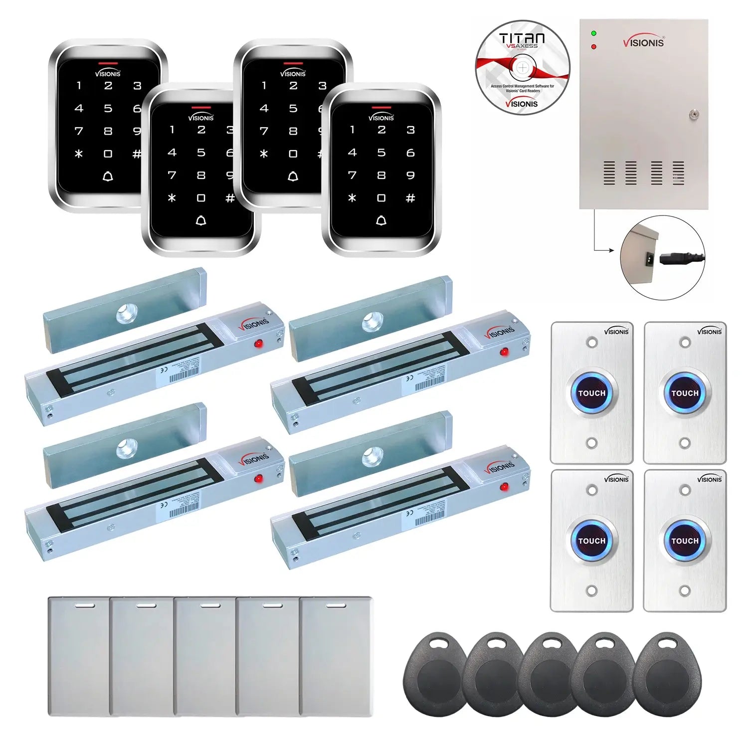 Door access control system for office with 300 lbs Maglocks, Software, proximity card reader and controller - FPC-7981