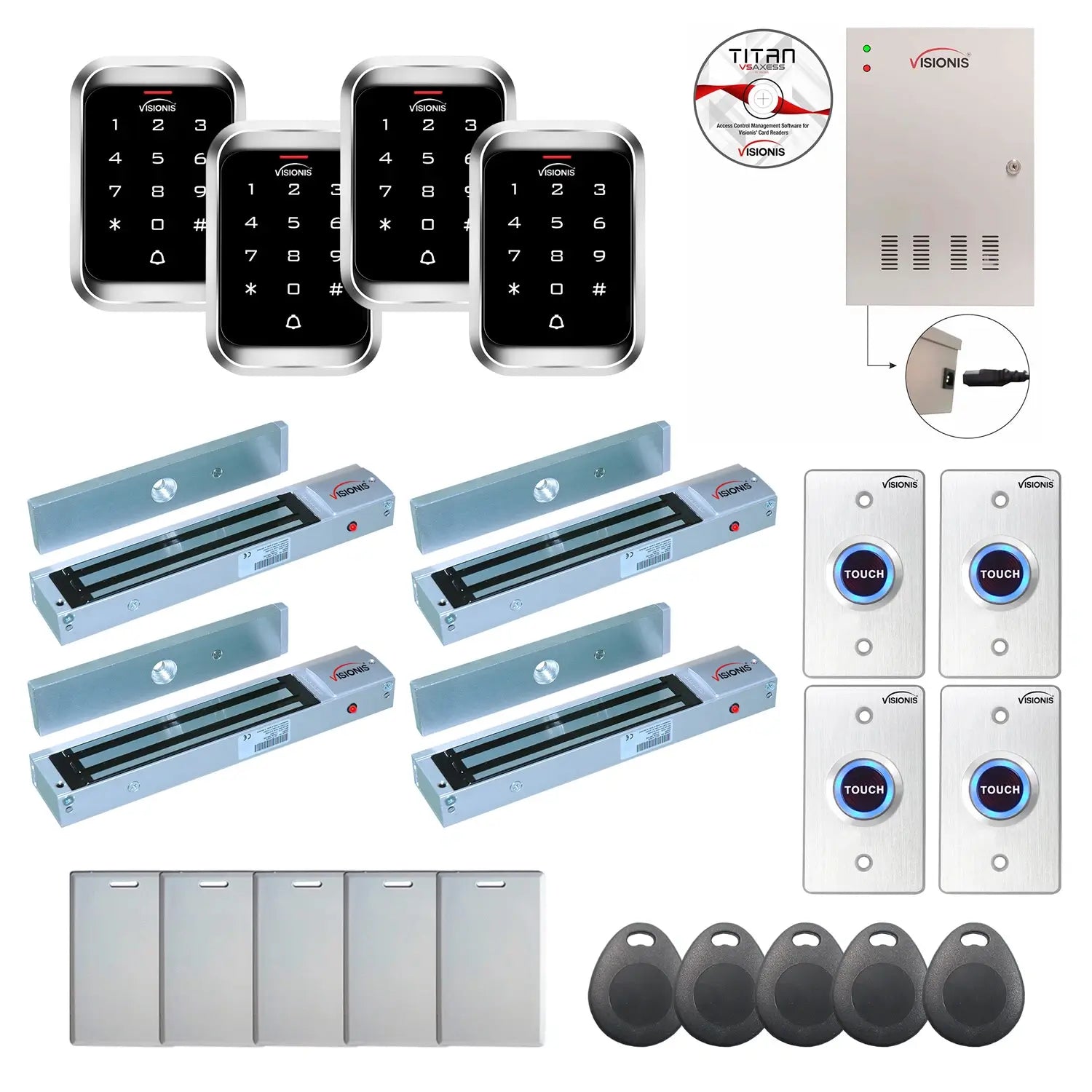 Door access control system for office with 600 lbs Maglocks, Software, proximity card reader and controller - FPC-7982