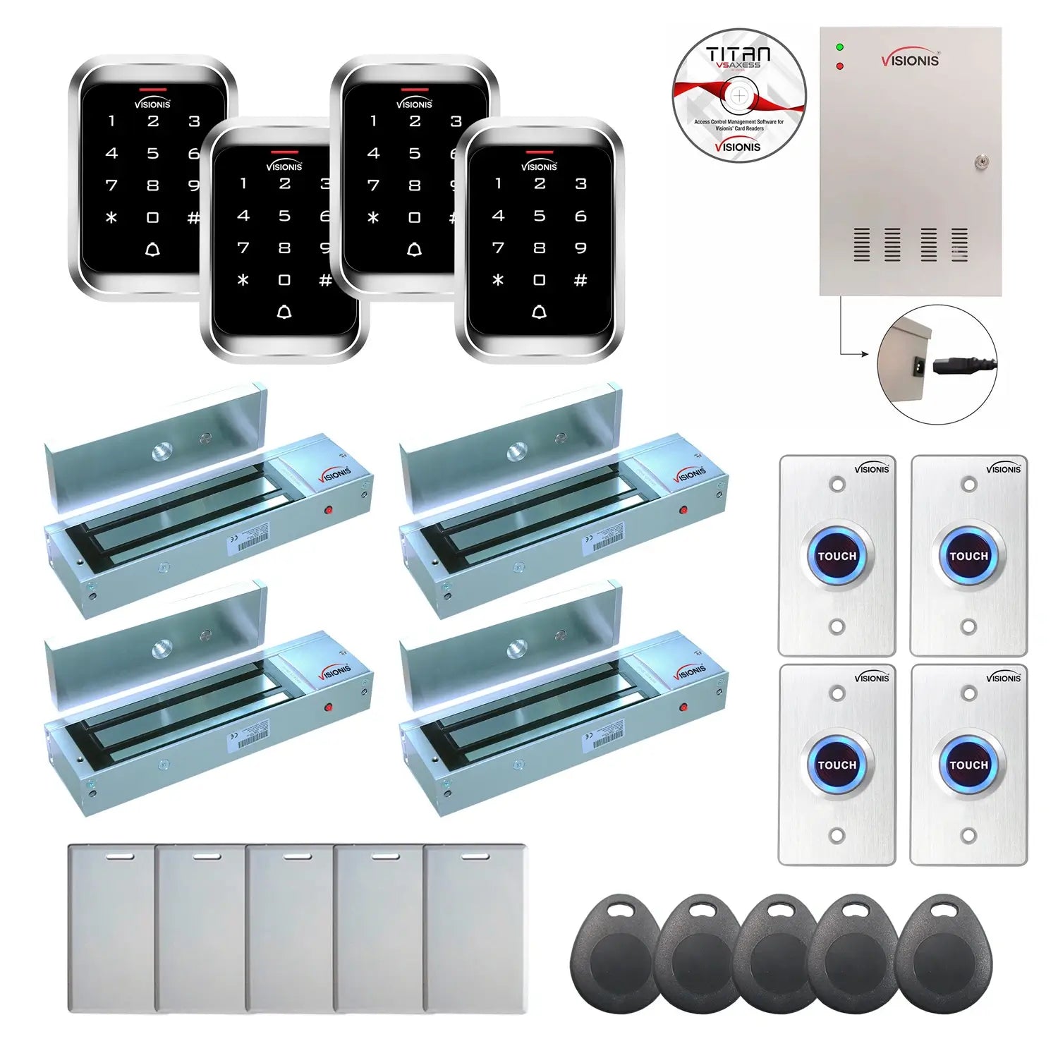 Door access control system for office with 1200 lbs Maglocks, Software, proximity card reader and controller - FPC-7983