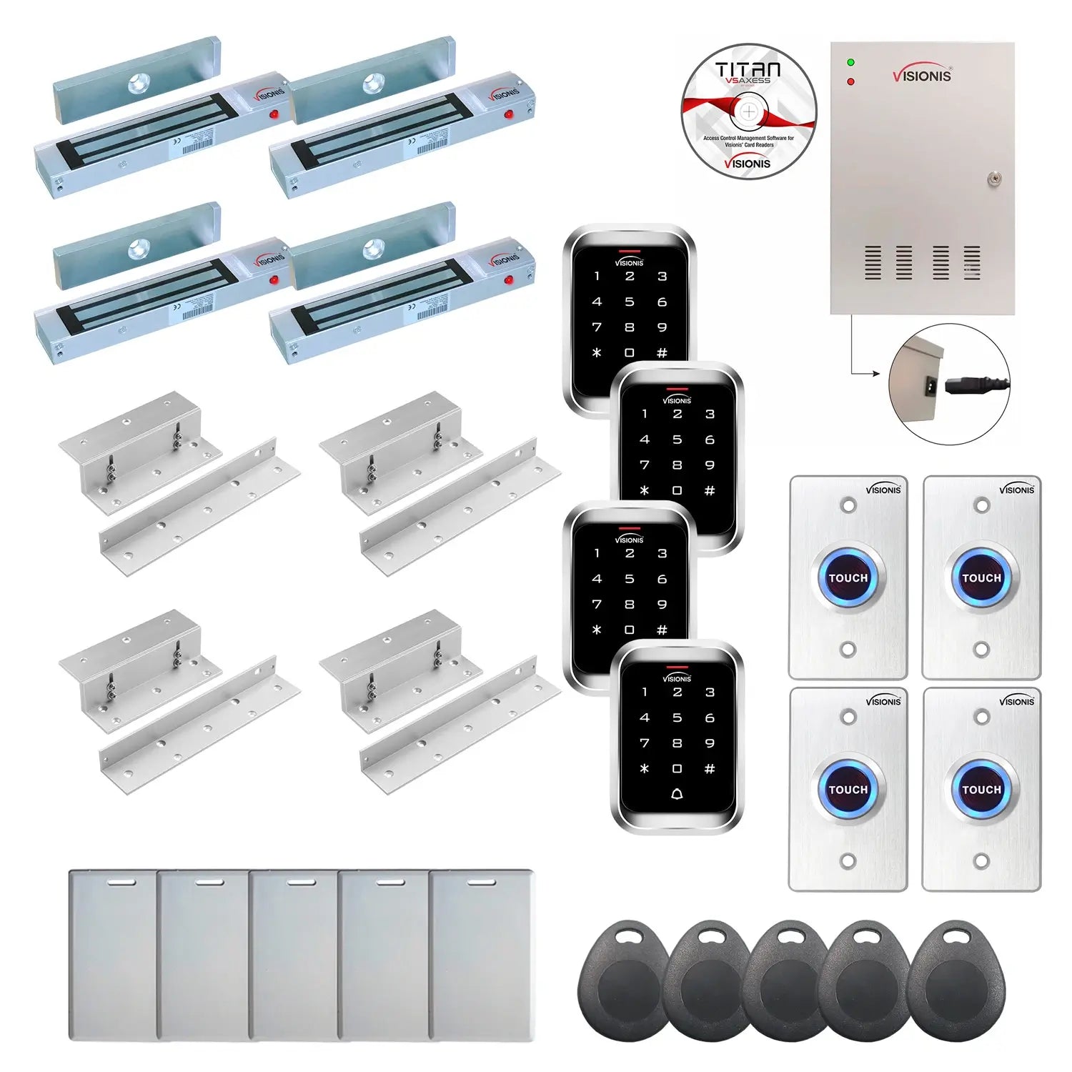 Door access control system for office with 300 lbs Maglocks, Software, proximity card reader and controller - FPC-7984