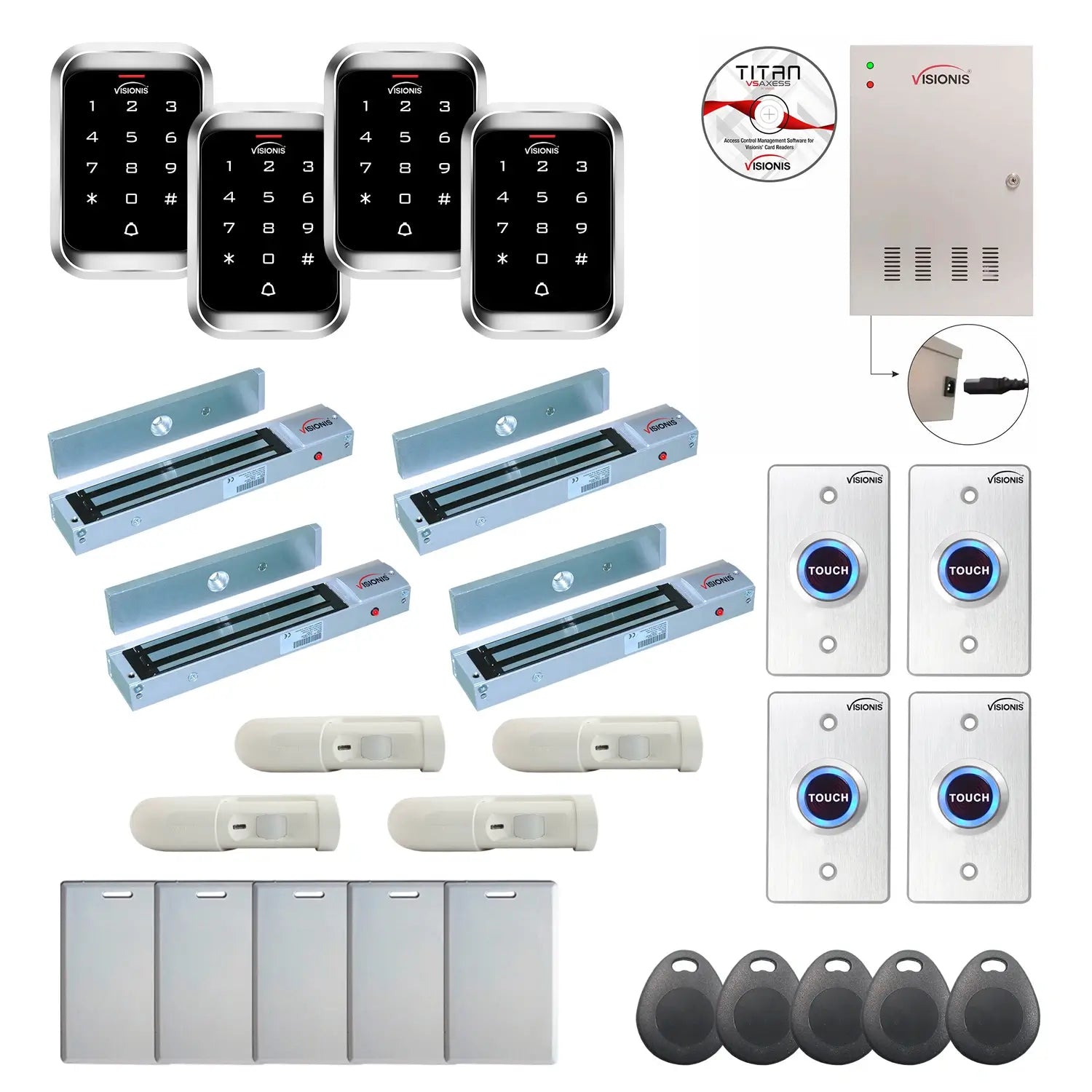 Door access control system for office with 600 lbs Maglocks, Software, proximity card reader and controller - FPC-7988