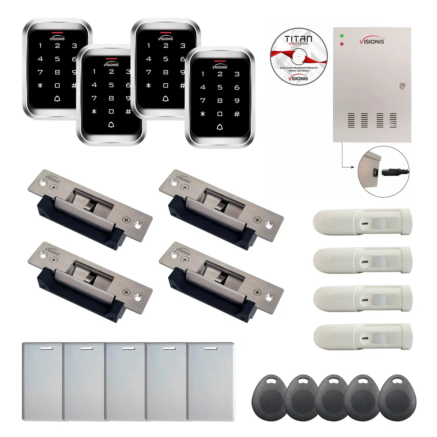 Access control security systems with Electric Door Strikes, Software, proximity card reader and controller - FPC-7996