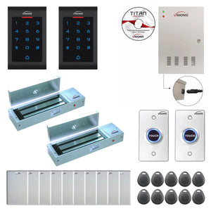 Access control security systems with 1200 lbs Maglocks, Software, proximity card reader and controller - FPC-8023