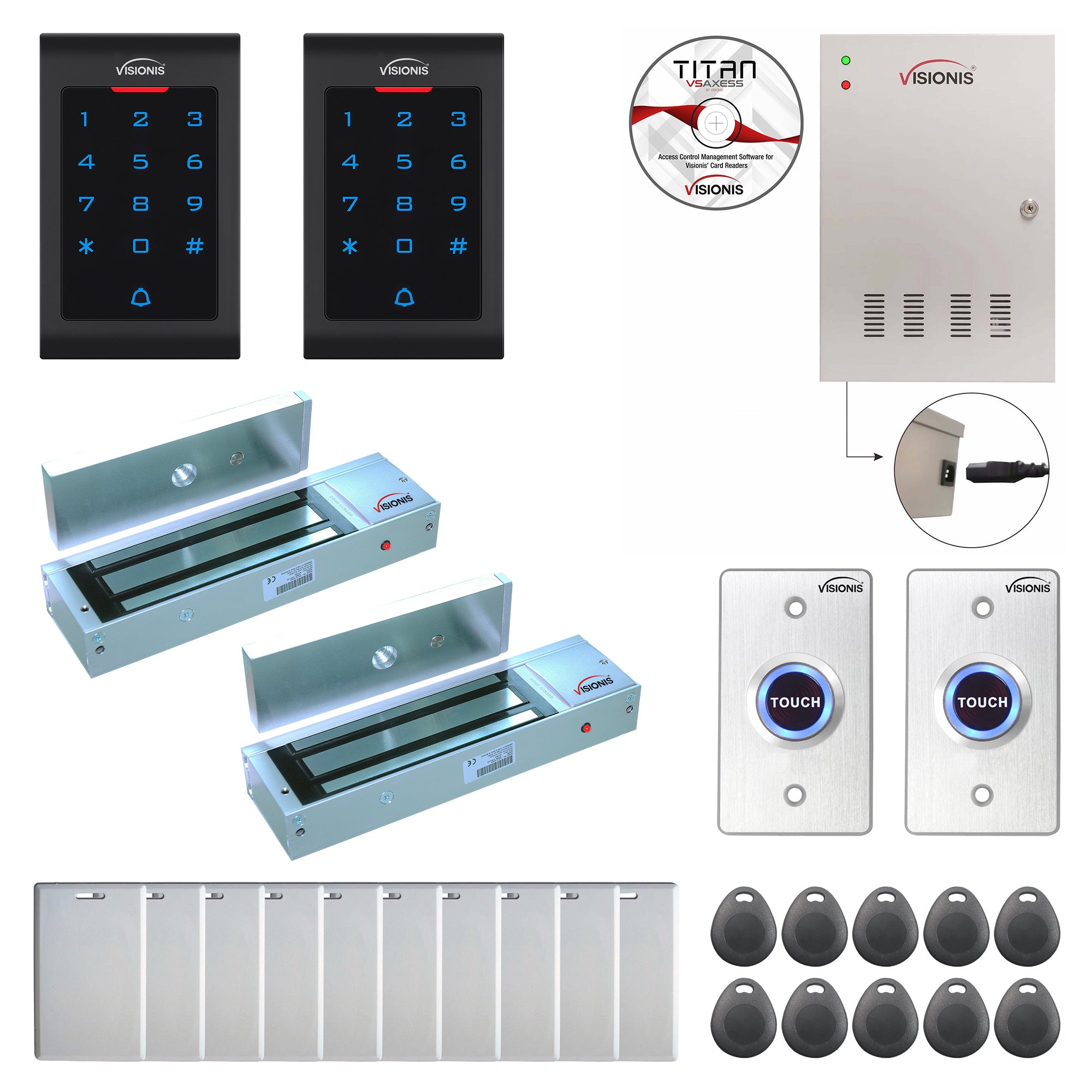 Access control security systems with 1200 lbs Maglocks, Software, proximity card reader and controller - FPC-8023