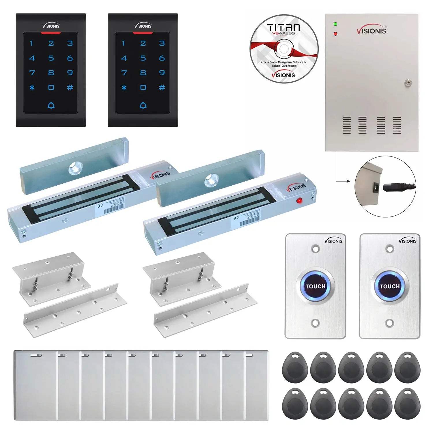 Access control security systems with 300 lbs Maglocks, Software, proximity card reader and controller - FPC-8024