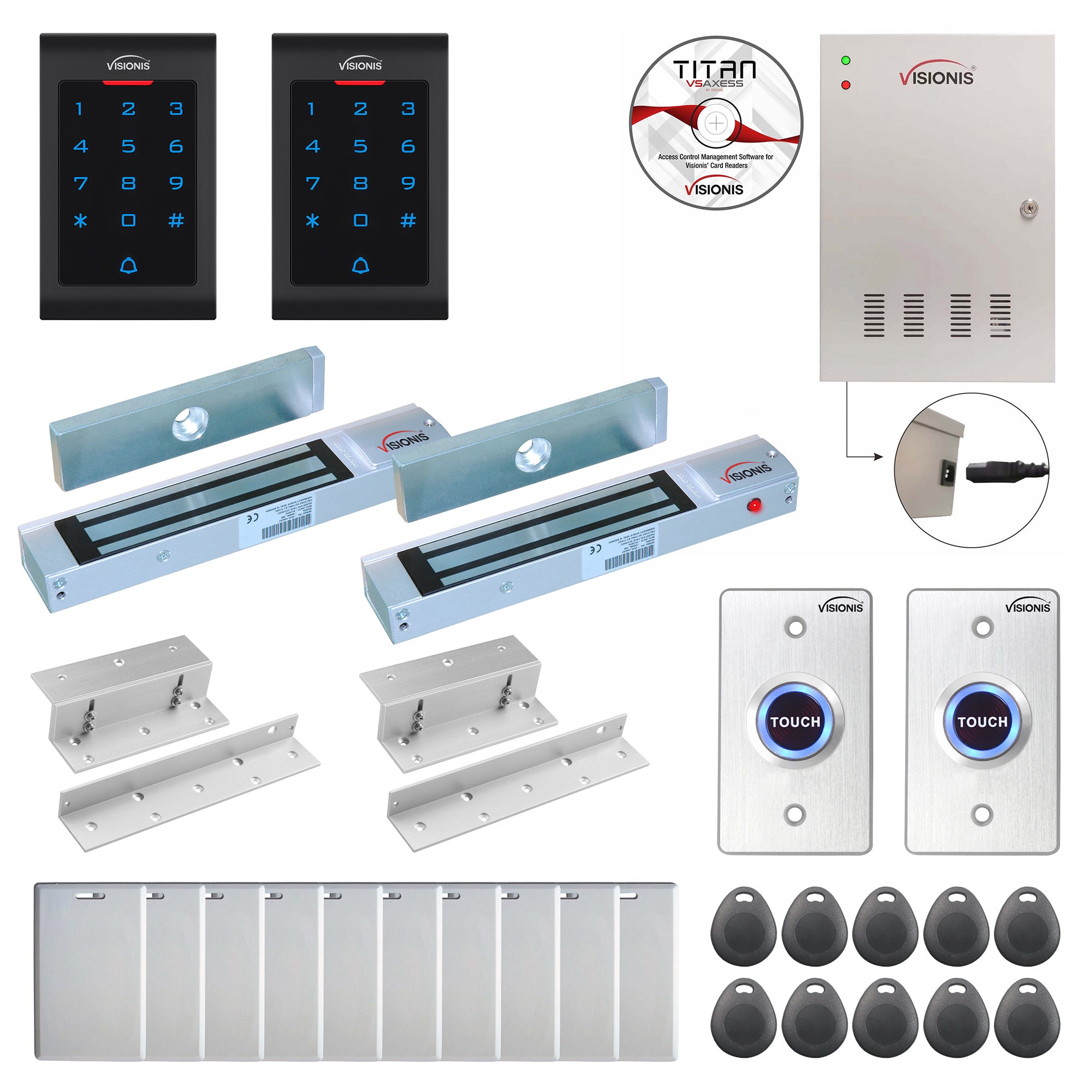 Access control security systems with 300 lbs Maglocks, Software, proximity card reader and controller - FPC-8024