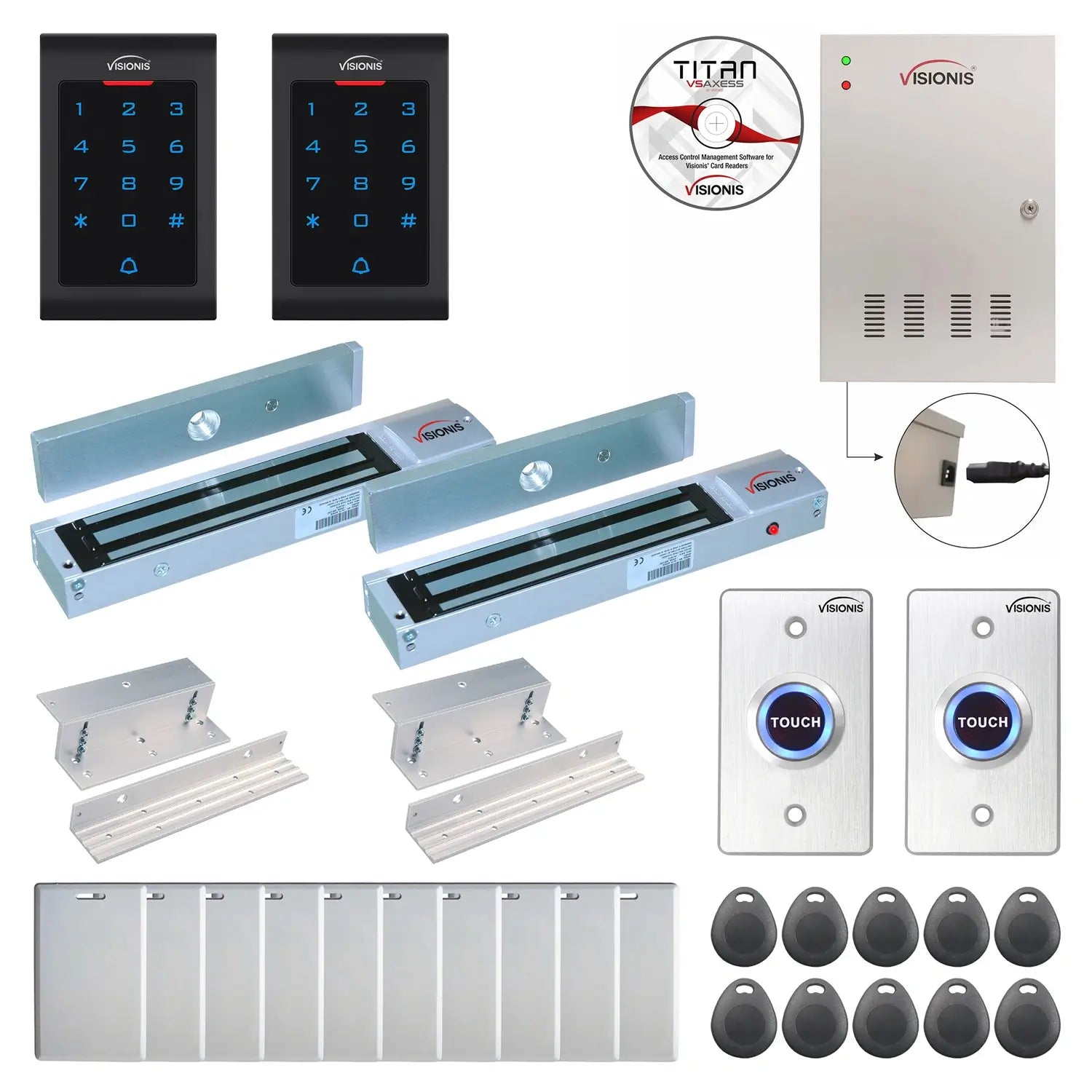 Access control security systems with 600 lbs Maglocks, Software, proximity card reader and controller - FPC-8025