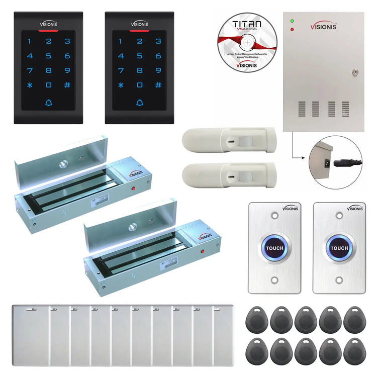 Access control security systems with 1200 lbs Maglocks, Software, proximity card reader and controller - FPC-8029